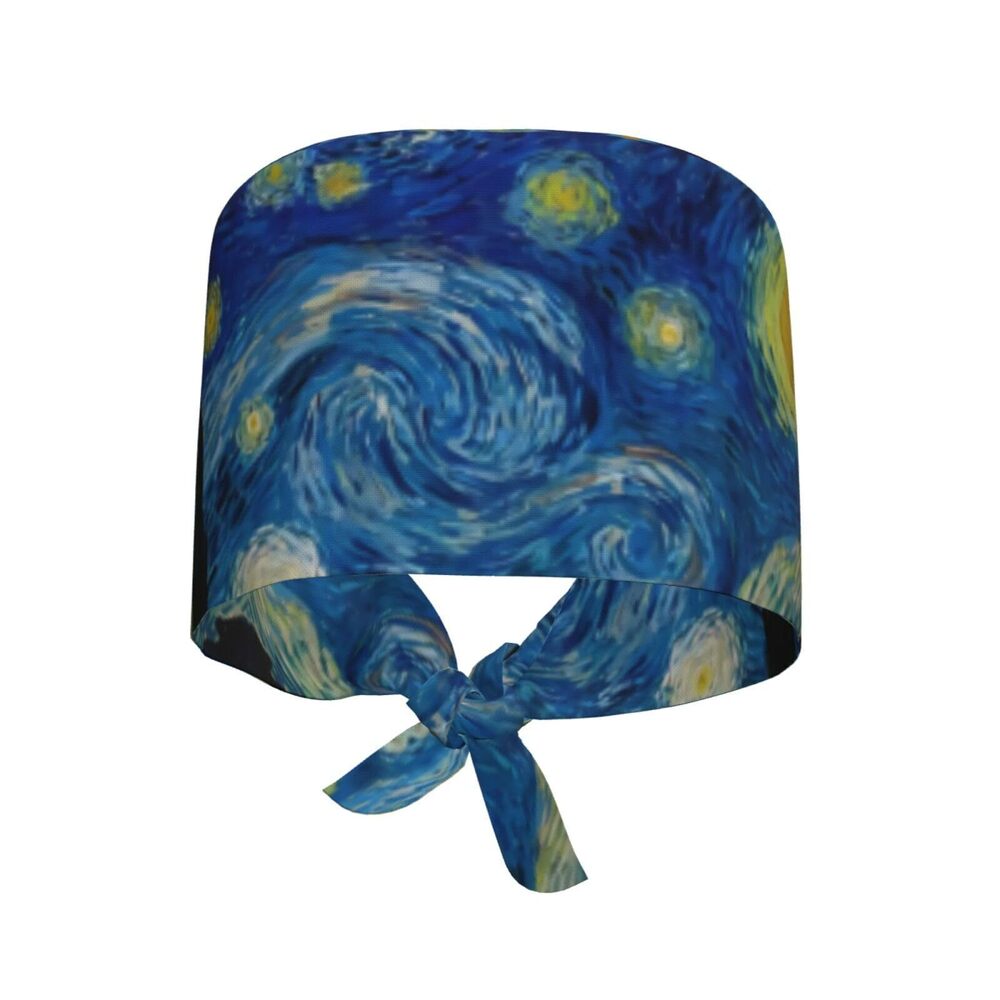 3696 The Starry Night Van Gogh Adjustable Working Cap Scrub Hat Sweatband